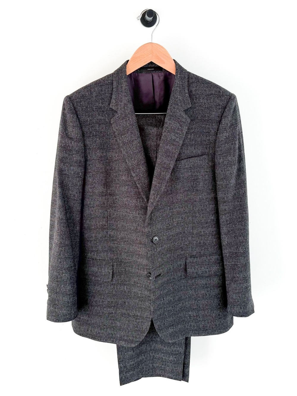 Paul Smith Soho Fit Textured Wool Suit Charcoal Dark Gray Textured Men's 42R